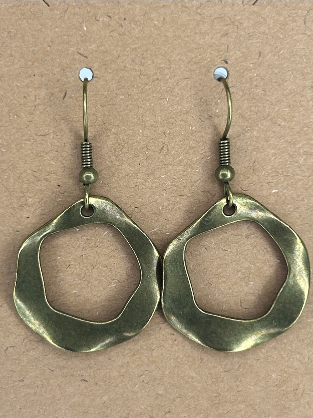 Antique Brass Open Circle Drop Earrings - Women Fashion Jewelry